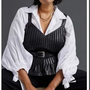 Let Me Be Vegan Leather Pintucked Cami NWOT L